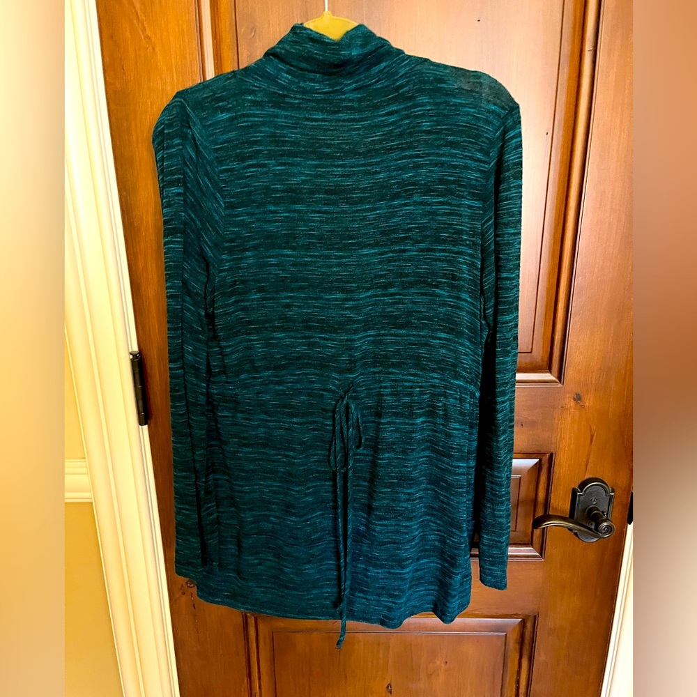 EUC Open-front Stretch Cardigan with Black Tie Detail - Blue/Black - Size XL - Picture 2 of 3